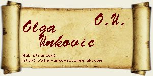 Olga Unković vizit kartica